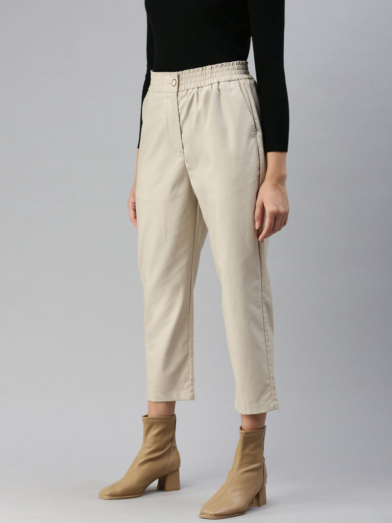 De Moza Women Formal Pant Beige