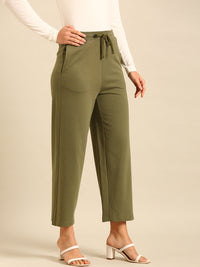 Wide Leg Casual Pant-Olive Green - De Moza