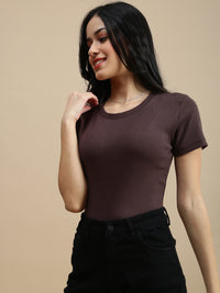 De Moza Women Casual Top Chocolate Brown