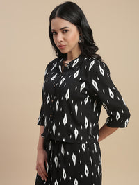 De Moza Women's Officewear Co-ords (Crop Shirt & Palazzo) Black - De Moza