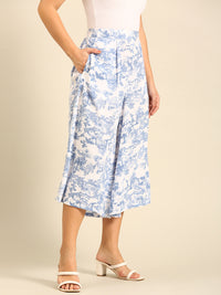 Printed Culottes-Powder Blue - De Moza
