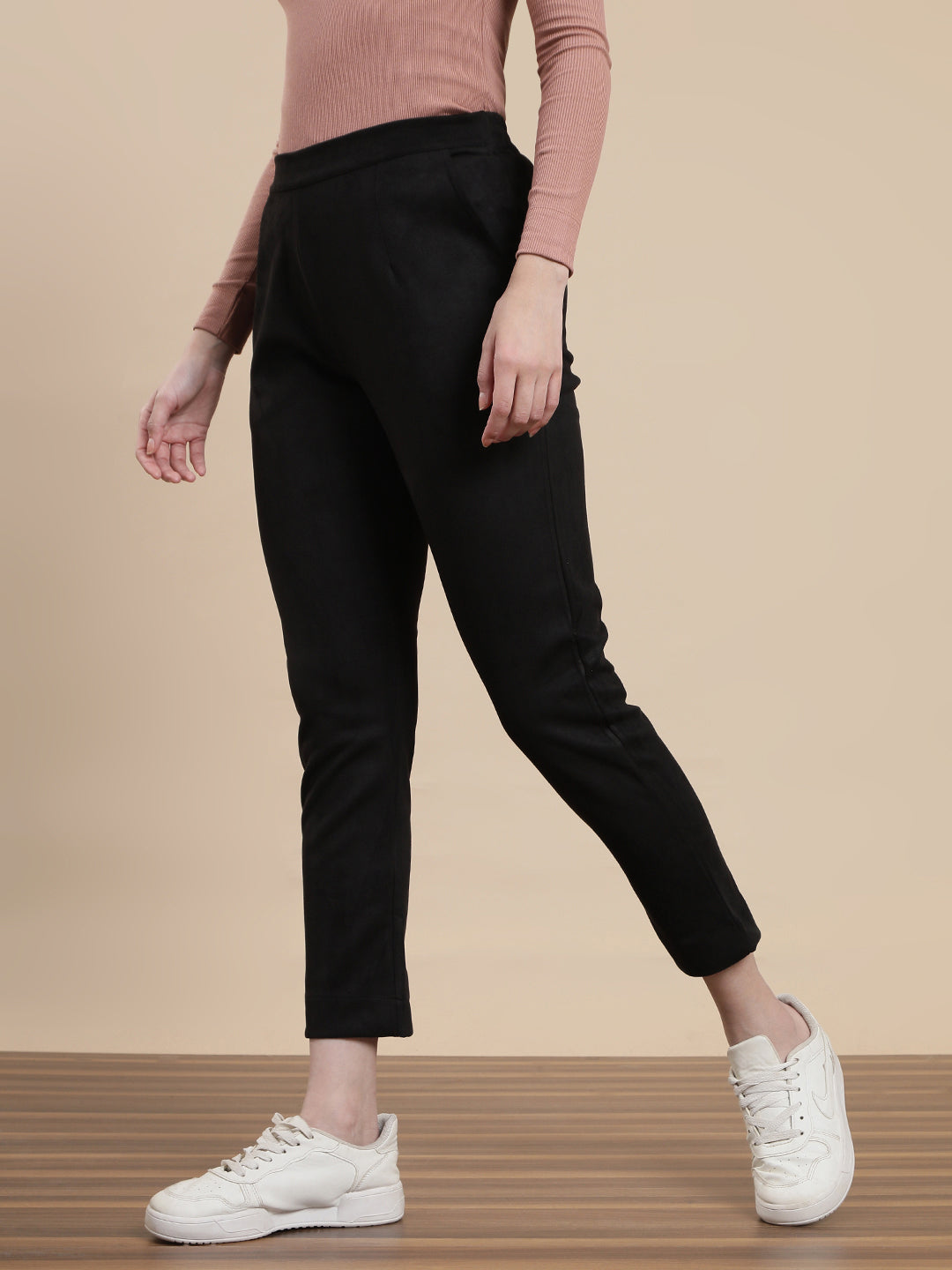 De Moza Women Casual Pants Black