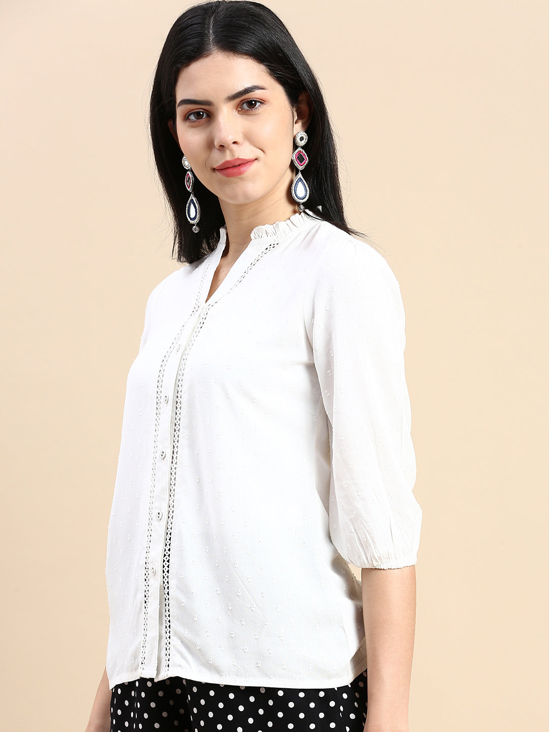 De Moza Women Shirt Top Off White