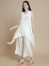 De Moza Women Woven Rayon Hi-Twist Top Offwhite - De Moza