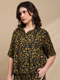 De Moza Women Gul Set (Top & Palazzo) - Black