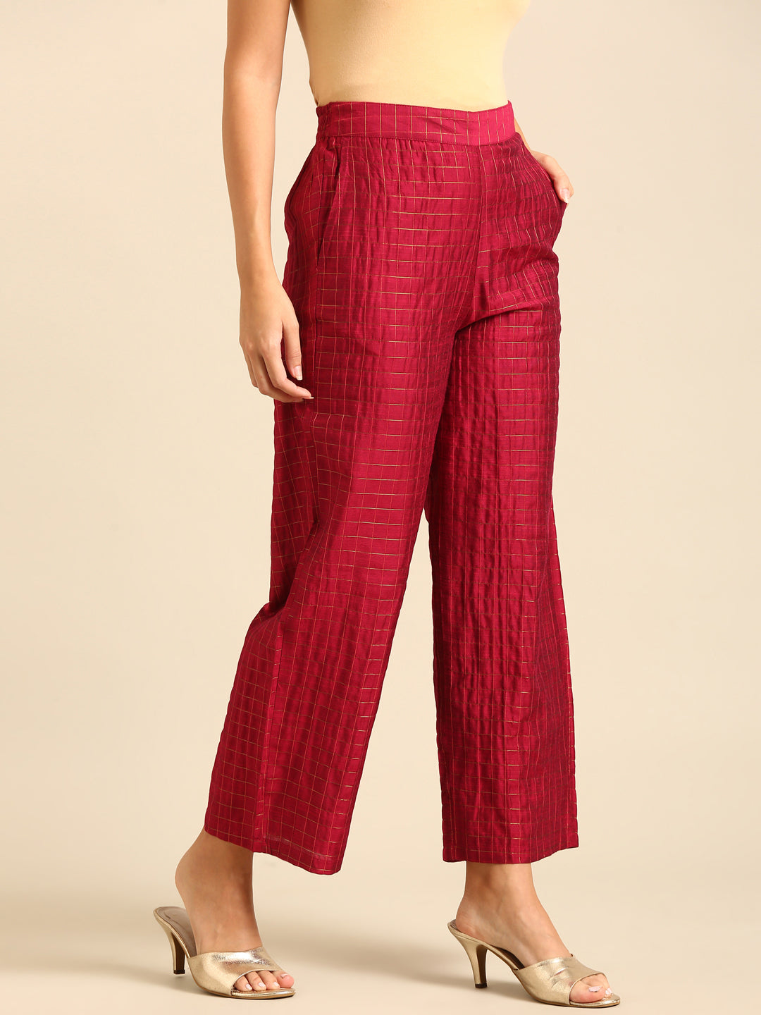 Palazzo Checked-Pink - De Moza