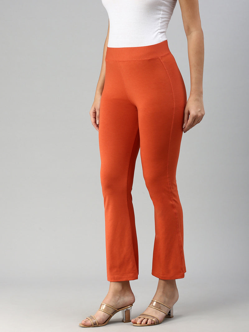De Moza Women Tapered Pants Rust Orange