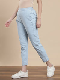 De Moza Women Casual Pants Ice Blue