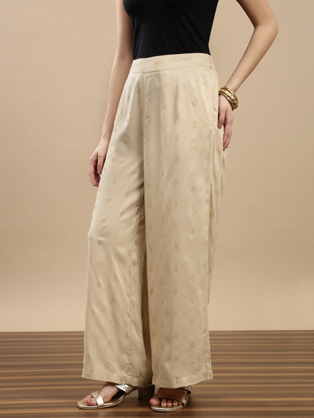 De Moza Women Festive Palazzo Beige