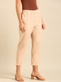 Printed Straight Pant-Beige - De Moza