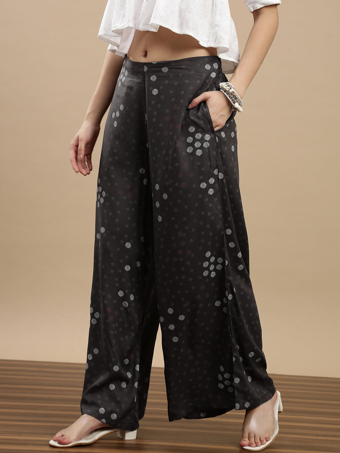 De Moza Women Casual Palazzo Dark Grey - De Moza