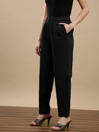 De Moza Women Casual Pants Black