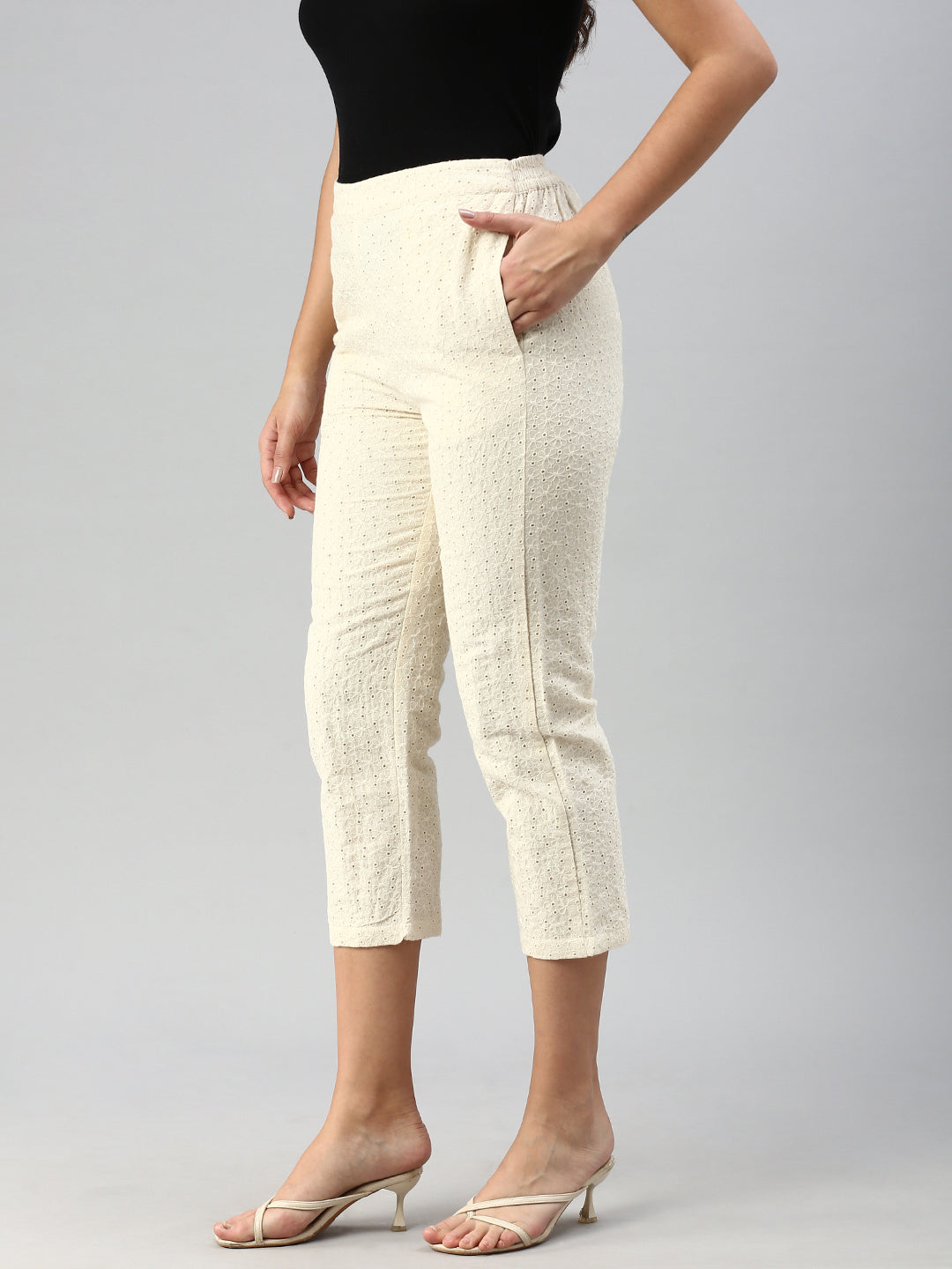 De Moza Women Straight Pant Natural