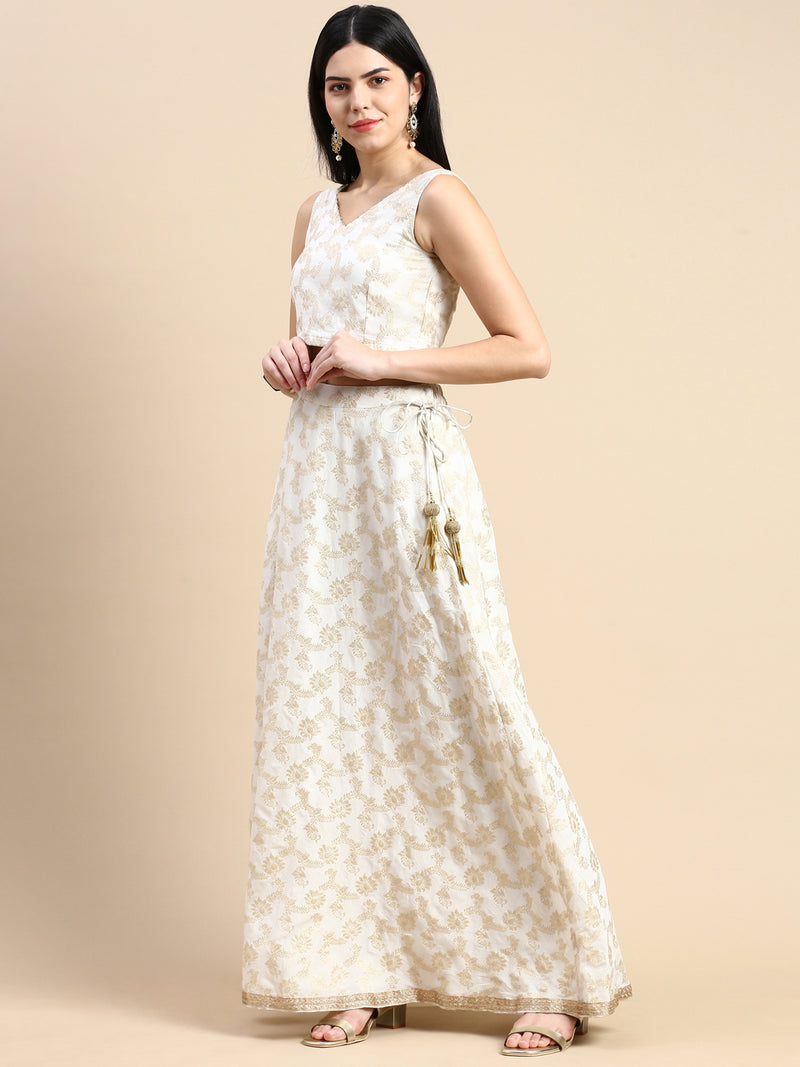 De Moza Women Skirt Bottom Polyester Offwhite - De Moza