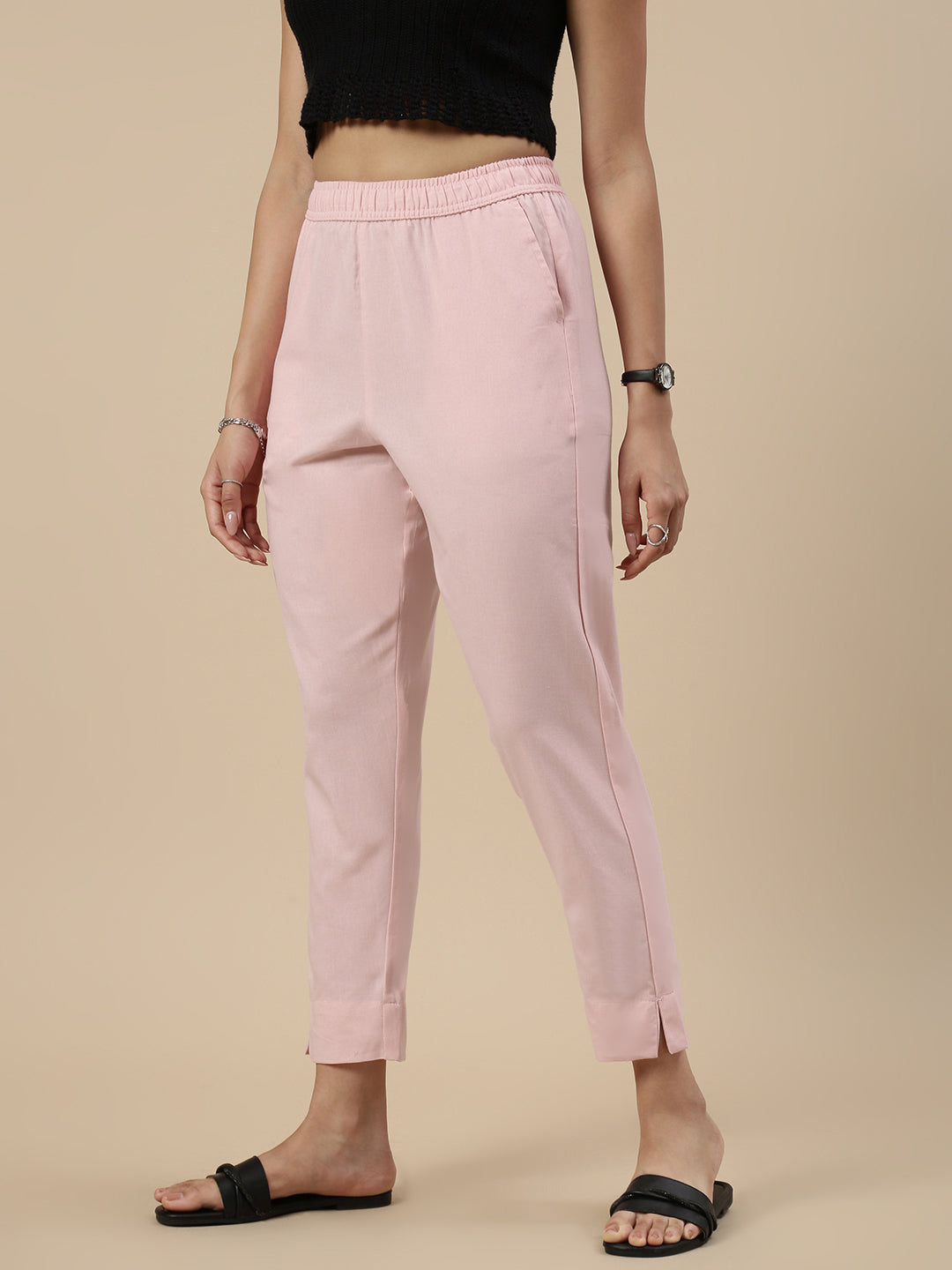 Casual Straight Pant-Baby Pink