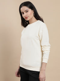 De Moza Women Casual Sweat Shirt Cream