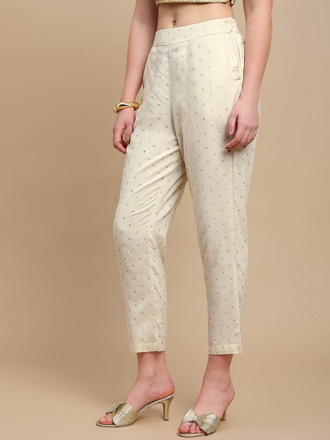 De Moza Women Festive Pants Offwhite - De Moza