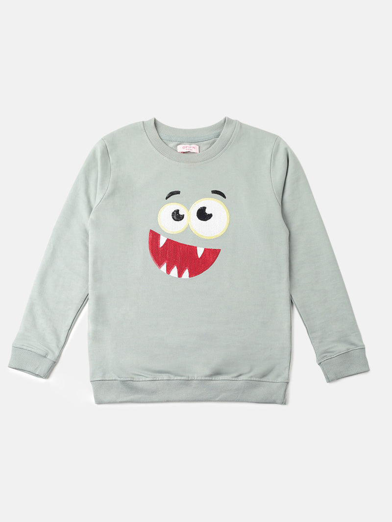 PIPIN Girls Printed Sweatshirt Light Petrol