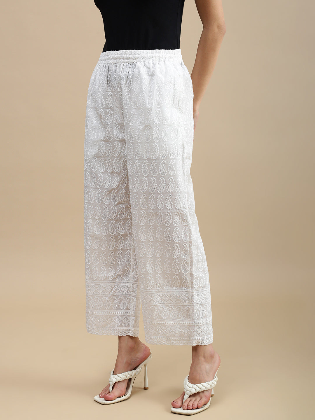 De Moza Women Casual Palazzo White