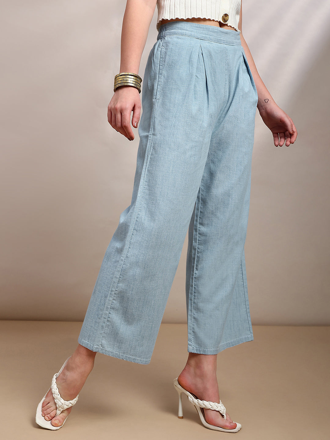 De Moza Women Casual Pants Ice Blue - De Moza