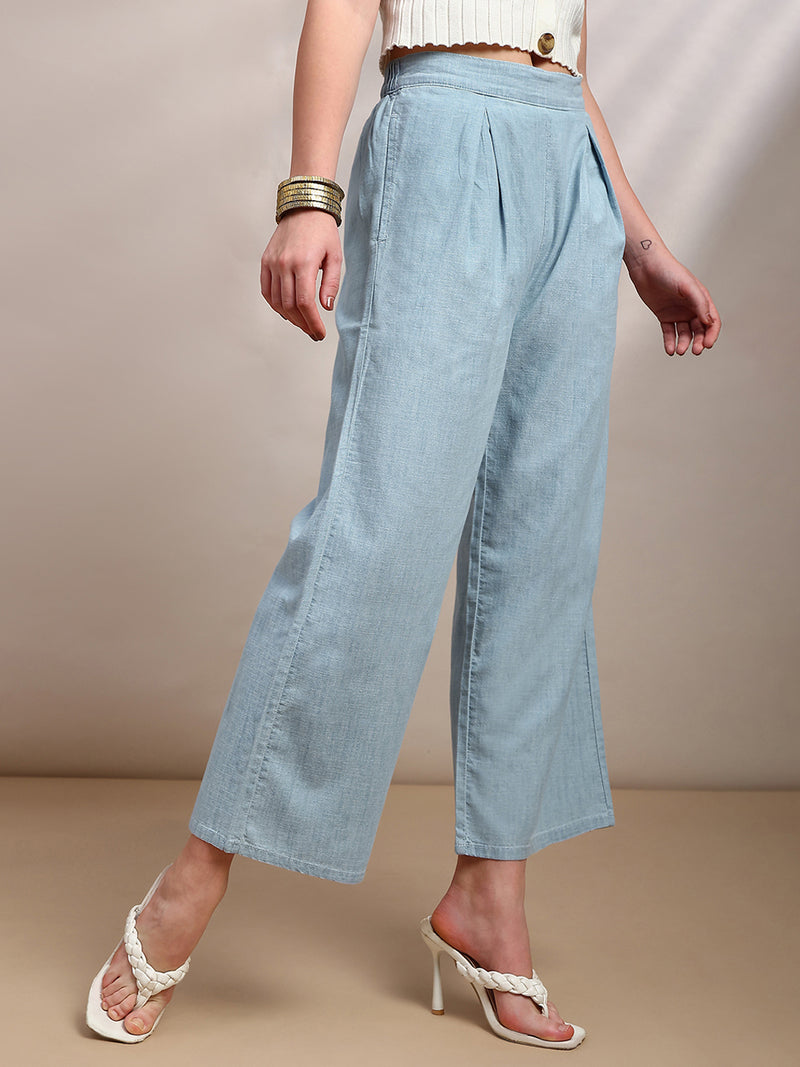 De Moza Women Casual Pants Ice Blue - De Moza