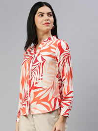 De Moza Women Printed Shirt Orange - De Moza