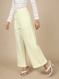Wide Leg Bell Bottom Pant-Light Yellow