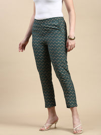 Straight Pant AOP-Green - De Moza