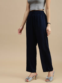 De Moza Women Casual Pants Dark Navy Blue
