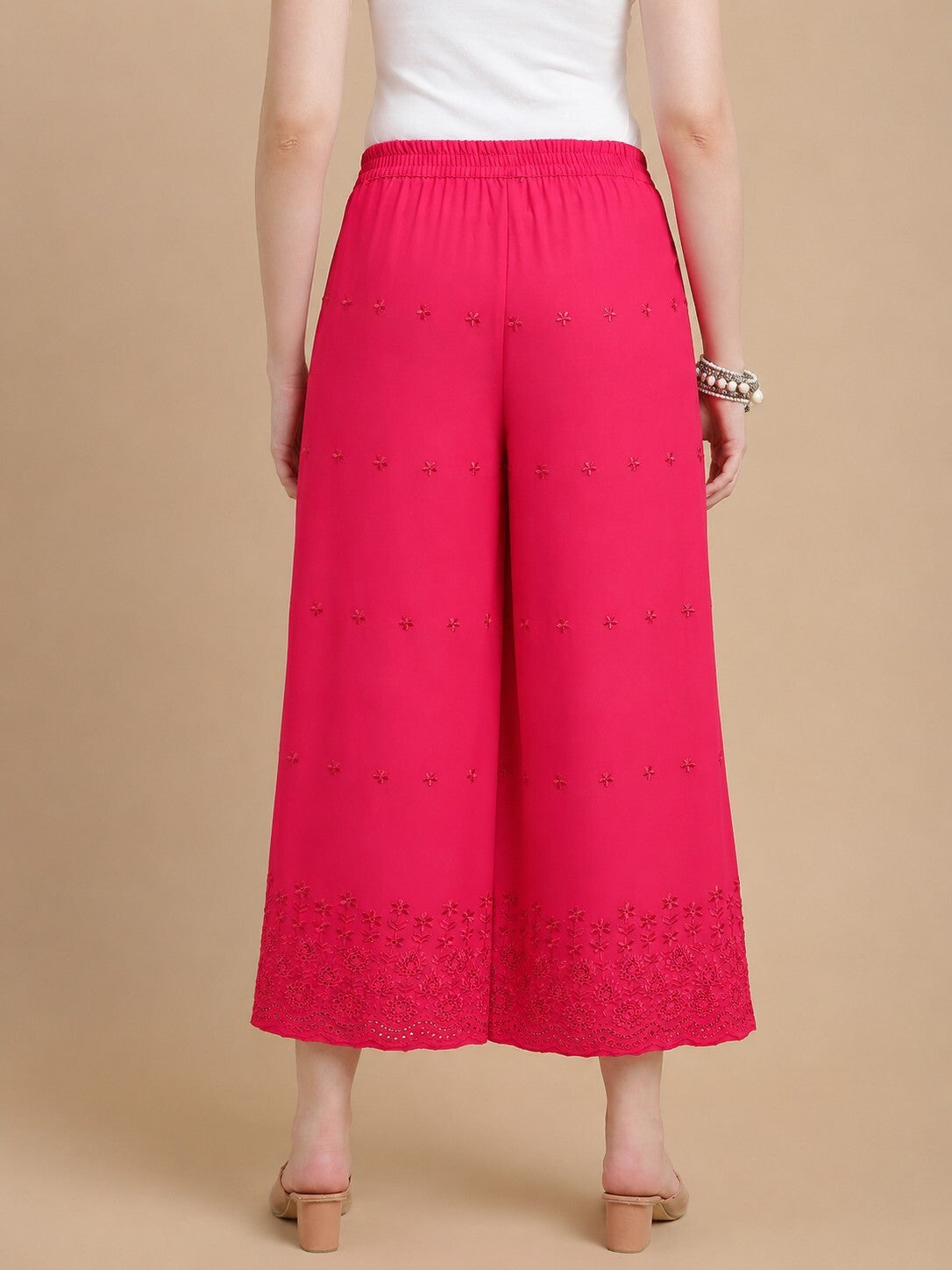 De Moza Women Woven Viscose Relaxed Fit Culottes with Functional Pockets Pink - De Moza