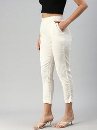 De Moza Women Cigarette Pants Natural
