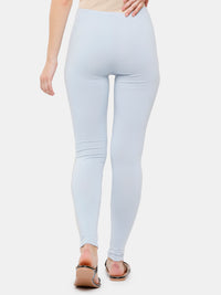 De Moza Ladies Ankle Length Leggings Solid Cotton Light Sea Blue