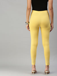 De Moza Ladies Ankle Length Leggings Solid Cotton Yellow