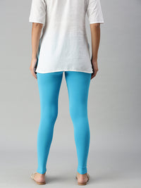 Ankle Length Leggings Cotton-Light Blue - De Moza