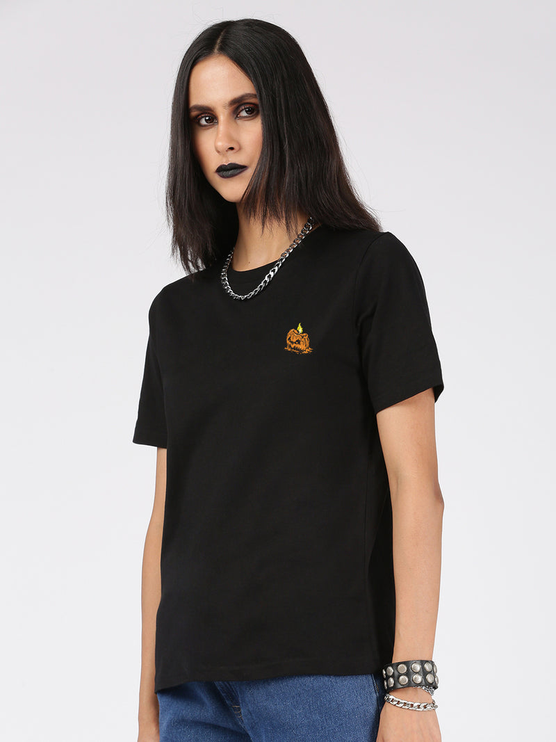 De Moza Women's Halloween Half Sleeve T-Shirt Black - De Moza
