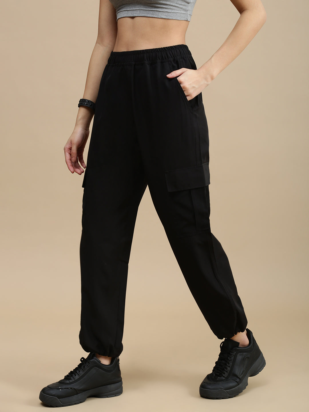 De Moza Women Casual Pants Black
