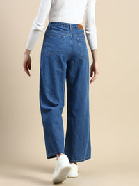 Jeans Pant Wide Leg-Mid Blue - De Moza