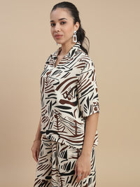 De Moza Women's Officewear Co-ords (Top & Palazzo) Offwhite - De Moza