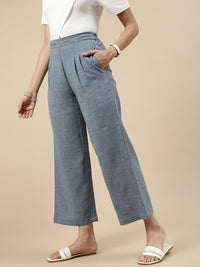Co-Ord Set(Casual Top & Narrow Palazzo)-Indigo