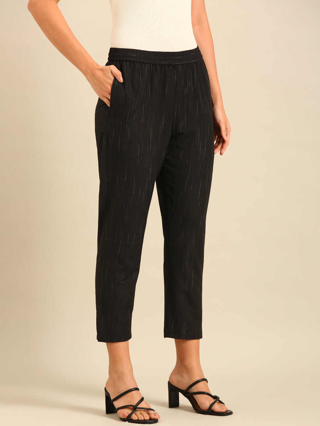 Printed Straight Pant-Black - De Moza