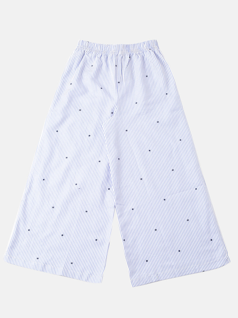 De Moza Girls Printed Palazzo Blue