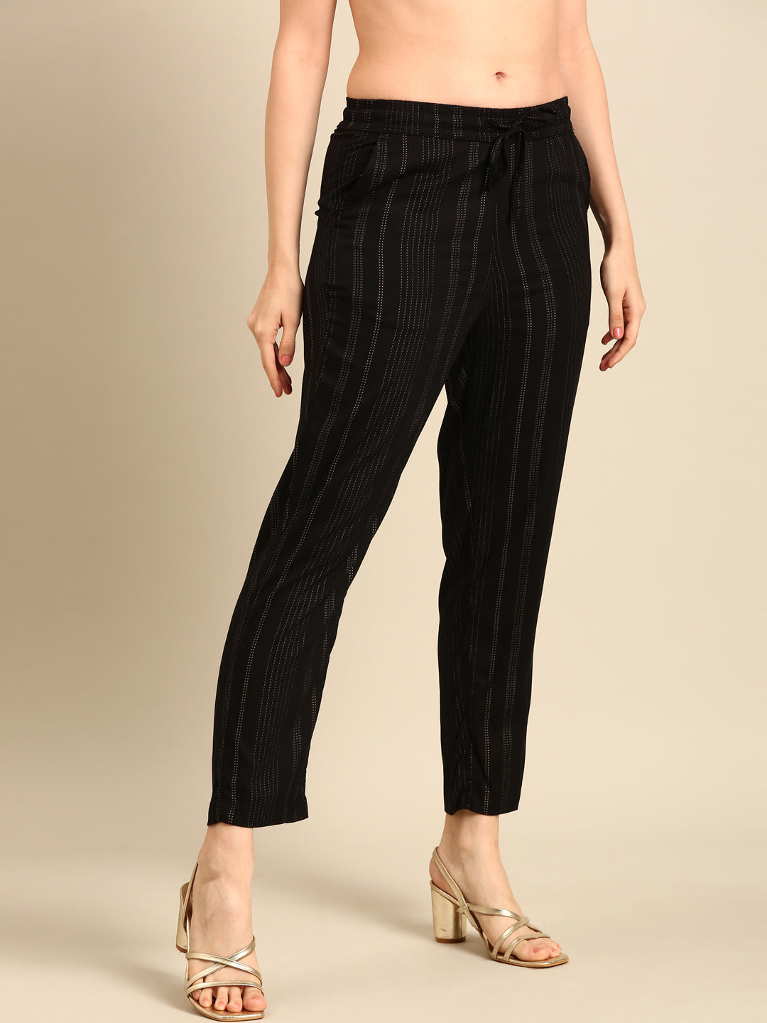 Straight Pant Printed-Black - De Moza
