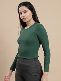 De Moza Women Casual Top Dark Green