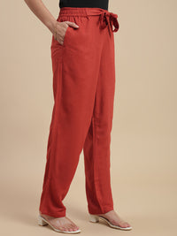 De Moza Women's Officewear Co-ords (Straight Pant & Tunic Top) Rust Orange - De Moza