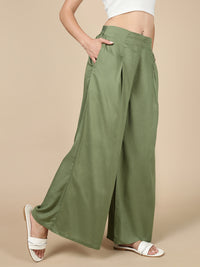 Pleated Palazzo-Deep Green