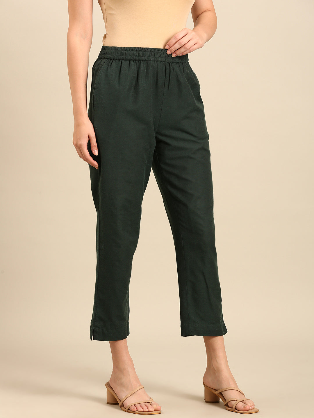 Cigarette Pants-Green - De Moza