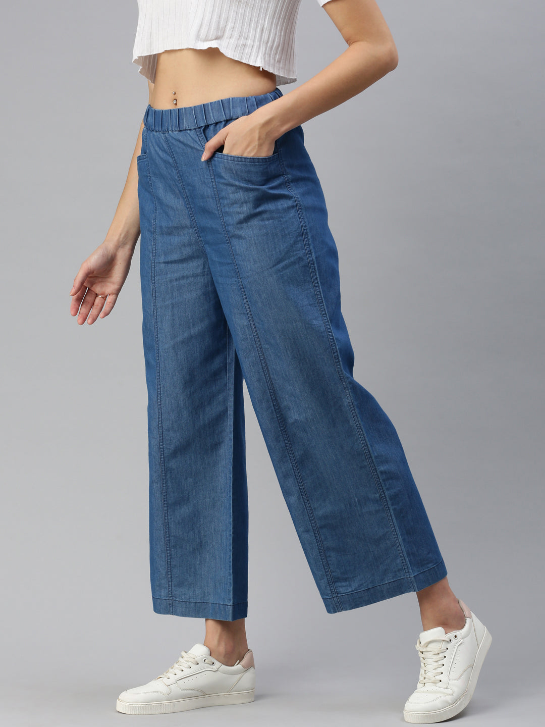 De Moza Women Culottes Mid Blue