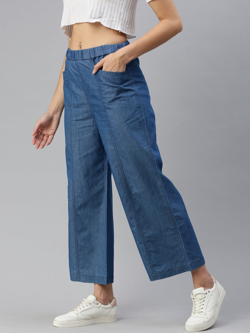 De Moza Women Culottes Mid Blue