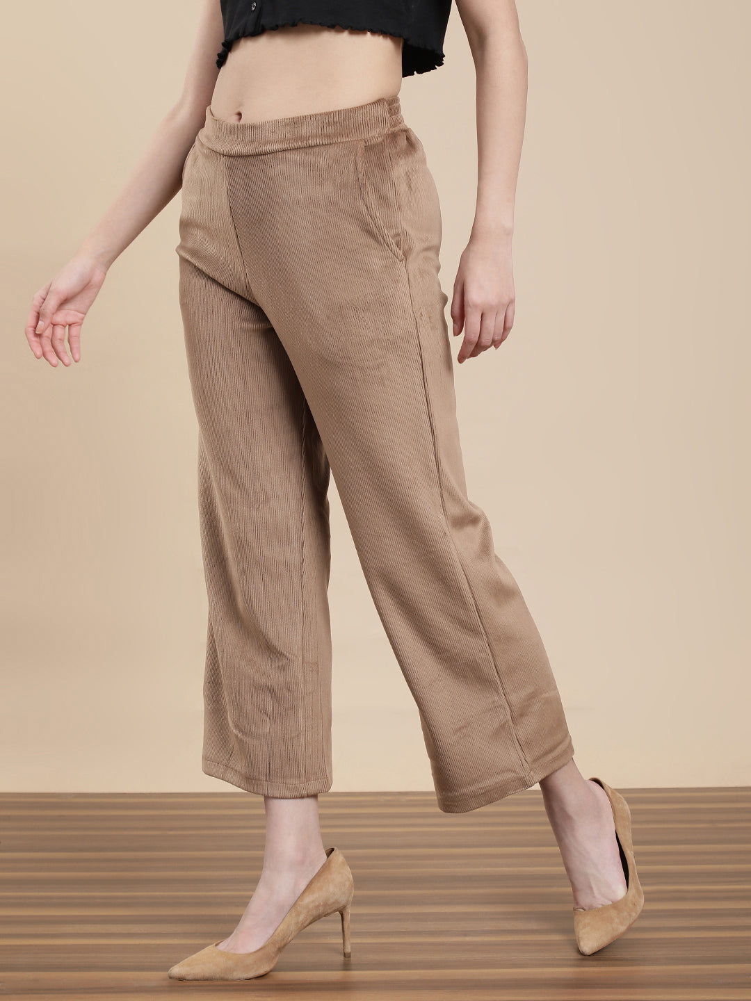 De Moza Women Casual Palazzo Tan