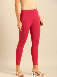Ankle Length Leggings Viscose-Dark Pink - De Moza